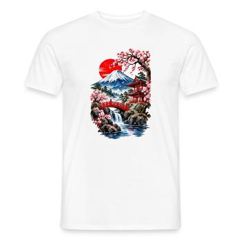 Fuji-Landschaft und Kirschbäume - Männer T-Shirt - Weiß - Vorne - AI Model Male 178 dark (178cm)