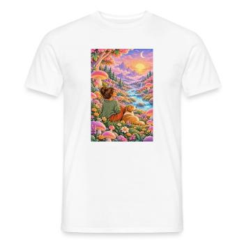 Frau und Hund im Zauberwald - Männer T-Shirt - Weiß - Vorne - AI Model Male 178 dark (178cm)