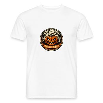 Halloween Kürbis Trick or Treat Sticker - Männer T-Shirt - Weiß - Vorne - AI Model Male 178 dark (178cm)