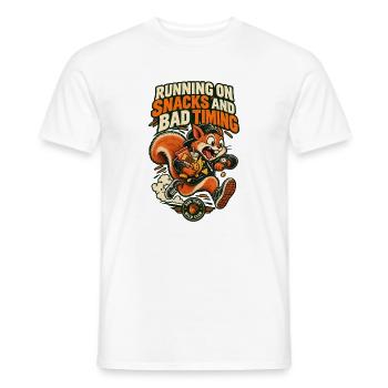 RobVibe Wild Club – Snacks und schlechtes Timing Eichhörnchen - Männer T-Shirt - Weiß - Vorne - AI Model Male 178 dark (178cm)