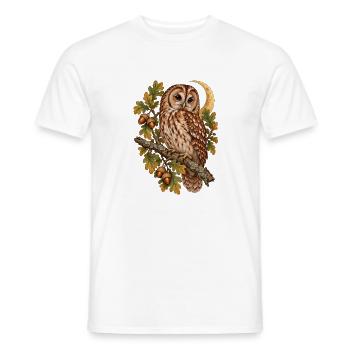 Waldkauz auf Eichenast - Männer T-Shirt - Weiß - Vorne - AI Model Male 178 dark (178cm)