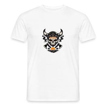 Viking Schädel mit Feueruntergang - Männer T-Shirt - Weiß - Vorne - AI Model Male 178 dark (178cm)