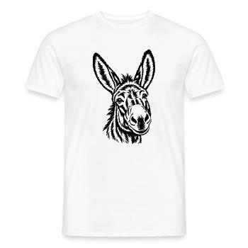 Esel – Minimalistische Schwarz Weiß Gravur - Männer T-Shirt - Weiß - Vorne - AI Model Male 178 dark (178cm)