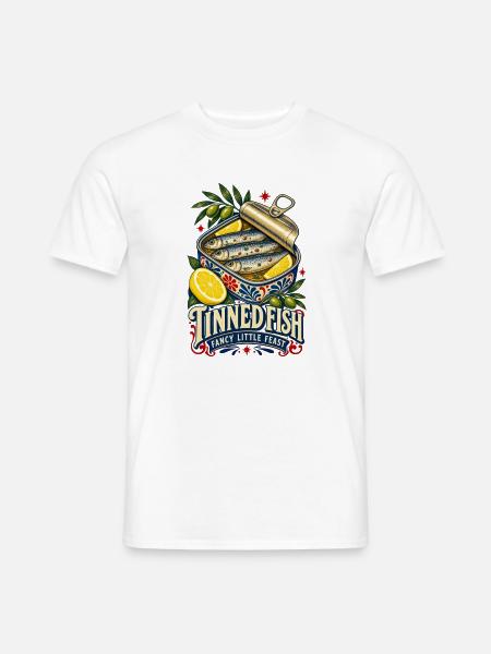Dosenfisch-Stil Retro-Dosensardinen - Männer T-Shirt - Weiß