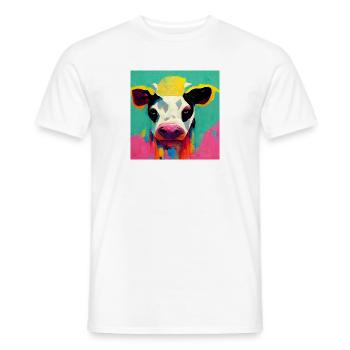 Drôle de vache Pop Art Abstrait - T-shirt homme - blanc - Devant - AI Model Male 178 dark (178cm)
