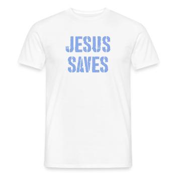 Jesus saves - Männer T-Shirt - Weiß - Vorne - AI Model Male 178 dark (178cm)