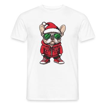 Bouledogue Français Chien Noël Noël - T-shirt homme - blanc - Devant - AI Model Male 178 dark (178cm)
