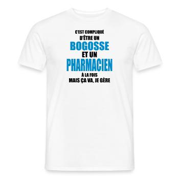 compliqué d'être un bogosse et un pharmacien - T-shirt homme - blanc - Devant - AI Model Male 178 dark (178cm)