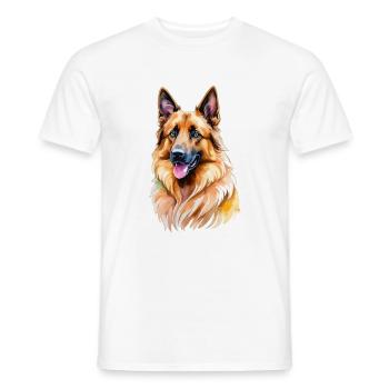 Belgischer Schäferhund Wasserfarben - Männer T-Shirt - Weiß - Vorne - AI Model Male 178 dark (178cm)