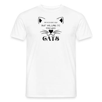Introverti mais prêt à discuter des chats, aime les chats - T-shirt homme - blanc - Devant - AI Model Male 178 dark (178cm)