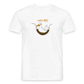 Drôle de canard disant chill out - T-shirt homme - blanc - Devant - AI Model Male 178 dark (178cm)