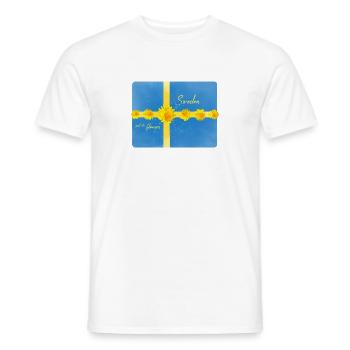 Suède Fleurs Suède Drapeau - T-shirt homme - blanc - Devant - AI Model Male 178 dark (178cm)