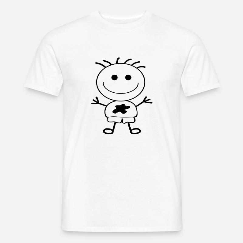Strichmännchen-Junge - Männer T-Shirt - Weiß