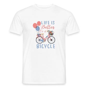 LIFE IS BETTER ON A BICYCLE - Men's T-Shirt - white - Front - AI Model Male 178 dark (178cm)