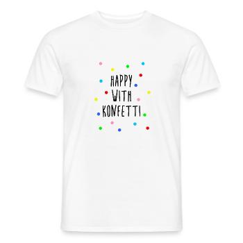 Heureux avec la fête des confettis disant confettis dictons - T-shirt homme - blanc - Devant - AI Model Male 178 dark (178cm)