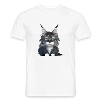 Cat Owner Maine Coon Cat Kitten Male - Men's T-Shirt - white - Front - AI Model Male 178 dark (178cm)