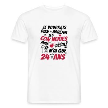 conneries 24 ans / cadeau anniversaire 24 ans - T-shirt homme - blanc - Devant - AI Model Male 178 dark (178cm)