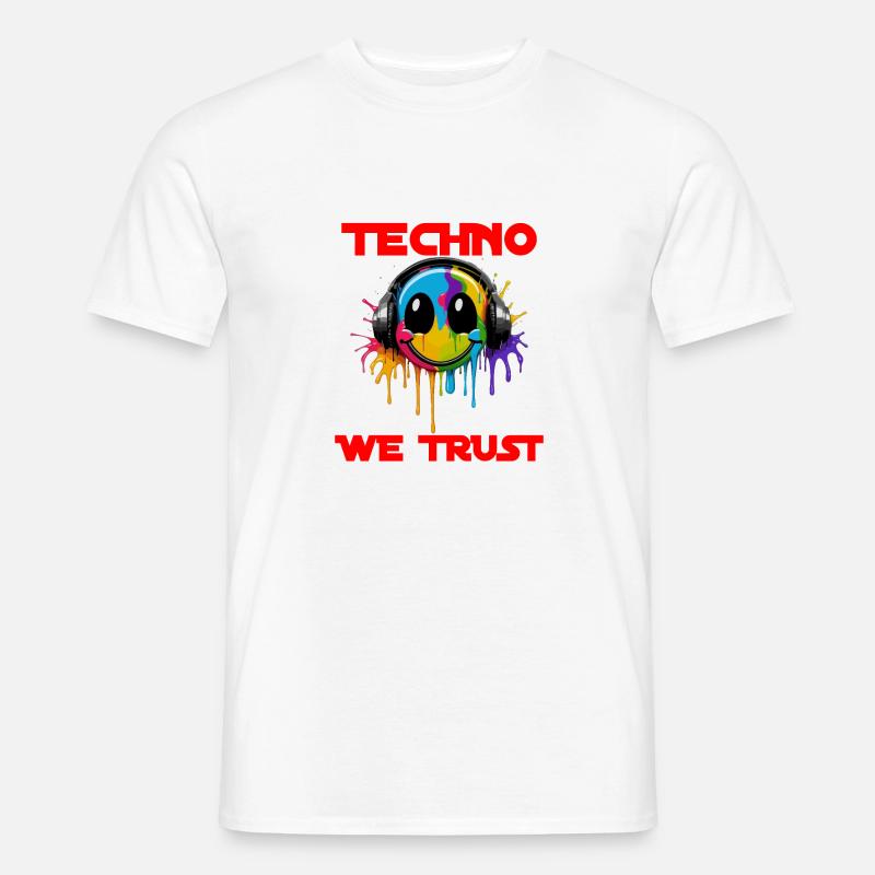 TECHNO WE TRUST - Männer T-Shirt - Weiß