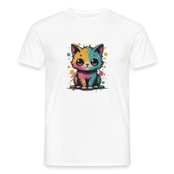 Bunte Kawaii-Katze - Männer T-Shirt - Weiß - Vorne - AI Model Male 178 dark (178cm)