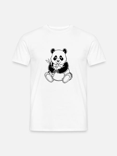 Panda der Bambus isst - Männer T-Shirt - Weiß
