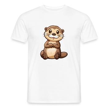 Otter Ferret Otter Cute - Men's T-Shirt - white - Front - AI Model Male 178 dark (178cm)