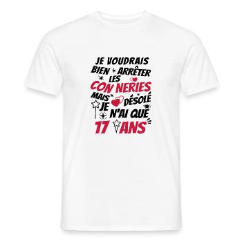 j'ai 17 ans / idée cadeau anniversaire / 17 ans - T-shirt homme - blanc - Devant - AI Model Male 178 dark (178cm)