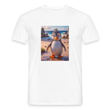 des oiseaux super mignons autour du monde – Pinguin - T-shirt homme - blanc - Devant - AI Model Male 178 dark (178cm)