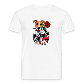 Jack Russel Hund - Rock on - Männer T-Shirt - Weiß - Vorne - AI Model Male 178 dark (178cm)