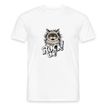 Katze - Rock on - Männer T-Shirt - Weiß - Vorne - AI Model Male 178 dark (178cm)