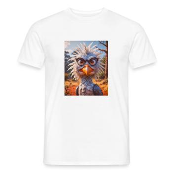 super cute african animals– Secretary Bird - Men's T-Shirt - white - Front - AI Model Male 178 dark (178cm)