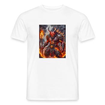 Féroce Oni à la peau rouge brandissant une massue de fer au milieu du dar - T-shirt homme - blanc - Devant - AI Model Male 178 dark (178cm)