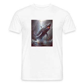Bake-kujira Skeletal ghost whale gliding through m - Men's T-Shirt - white - Front - AI Model Male 178 dark (178cm)