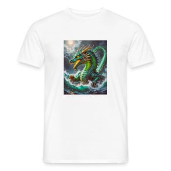 Ryujin Majestic sea dragon god rising from turbule - Men's T-Shirt - white - Front - AI Model Male 178 dark (178cm)