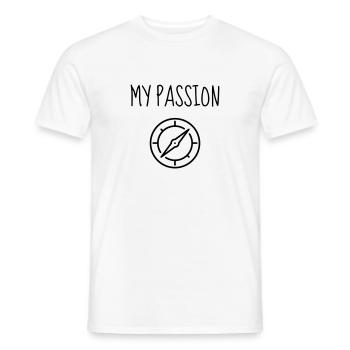 Geocaching / Geocacher / Compass / GPS - Men's T-Shirt - white - Front - AI Model Male 178 dark (178cm)