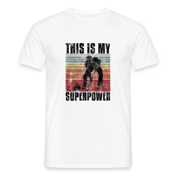 Curling is my Superpower Curler Eisstockschießen - Men's T-Shirt - white - Front - AI Model Male 178 dark (178cm)