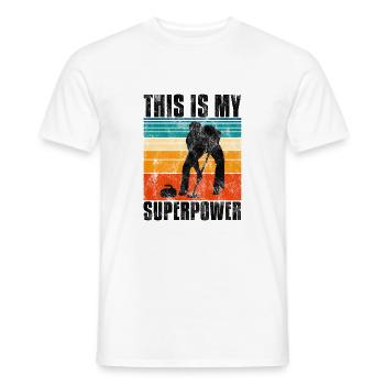 Curling is my Superpower Curler Eisstockschießen - Men's T-Shirt - white - Front - AI Model Male 178 dark (178cm)