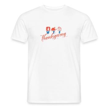WTF Thanksgiving Wine Turkey Family Funny Pun - Men's T-Shirt - white - Front - AI Model Male 178 dark (178cm)