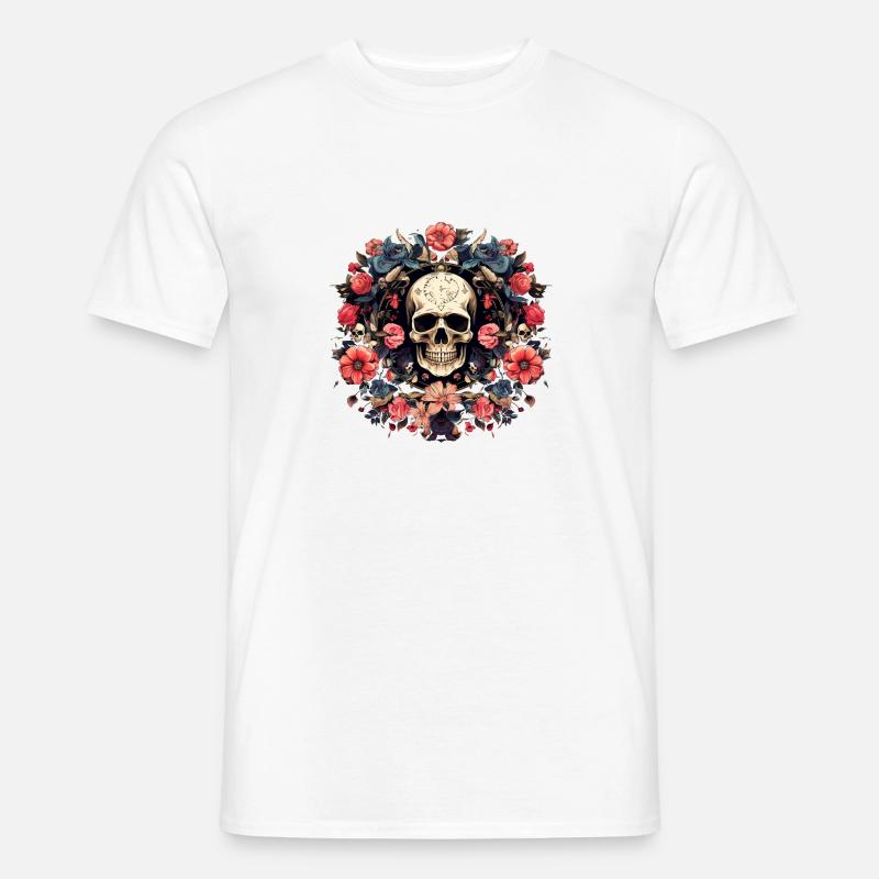 Skull Bloom Circles - Männer T-Shirt - Weiß