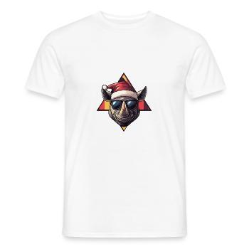 Rhinocéros Noël Cool - T-shirt homme - blanc - Devant - AI Model Male 178 dark (178cm)
