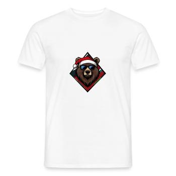 Bear Christmas Cool - Men's T-Shirt - white - Front - AI Model Male 178 dark (178cm)