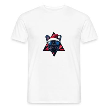 Bouledogue Français Chien Noël - T-shirt homme - blanc - Devant - AI Model Male 178 dark (178cm)