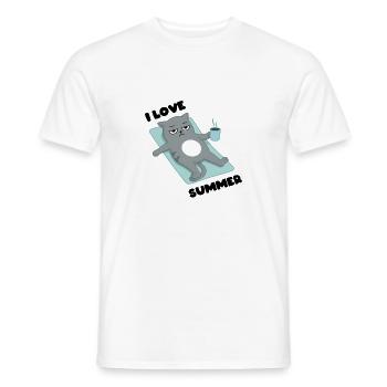 I love Summer - Cat Grumpy - Männer T-Shirt - Weiß - Vorne - AI Model Male 178 dark (178cm)
