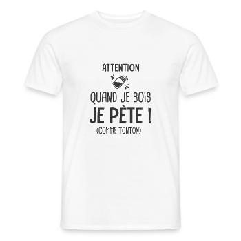je bois je pète comme tonton Cadeau Humour Droles - T-shirt homme - blanc - Devant - AI Model Male 178 dark (178cm)