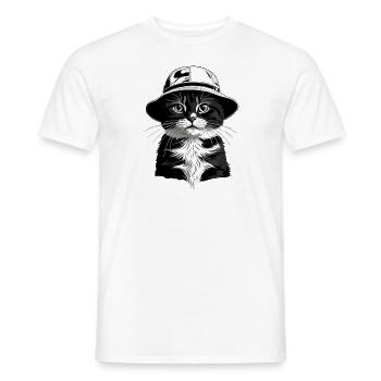 Schwarzweiße Katze Bucket Hat - Männer T-Shirt - Weiß - Vorne - AI Model Male 178 dark (178cm)
