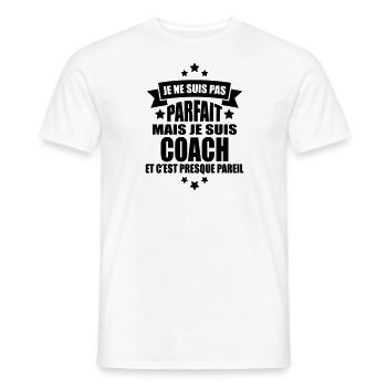 je ne suis pas parfait mais je suis coach - T-shirt homme - blanc - Devant - AI Model Male 178 dark (178cm)