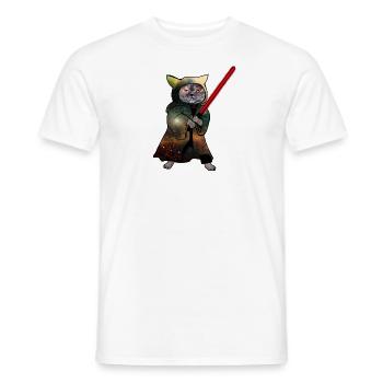 Chat guerrier | Chemise drôle de chat - T-shirt homme - blanc - Devant - AI Model Male 178 dark (178cm)