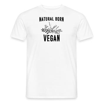 Natural Born Shirt · Vegan Organic · Healthy Gift - Men's T-Shirt - white - Front - AI Model Male 178 dark (178cm)