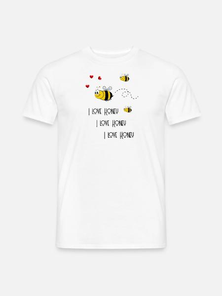 Bienen mit Herz - I love honey schwarz - Männer T-Shirt - Weiß
