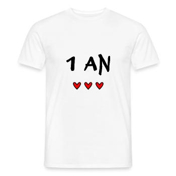 1. 1 AN. 1er ANNIVERSAIRE. ANNIVERSAIRE 1 AN - T-shirt homme - blanc - Devant - AI Model Male 178 dark (178cm)