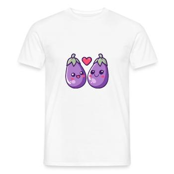 Aubergine Paar Liebe Herz Lustig - Männer T-Shirt - Weiß - Vorne - AI Model Male 178 dark (178cm)